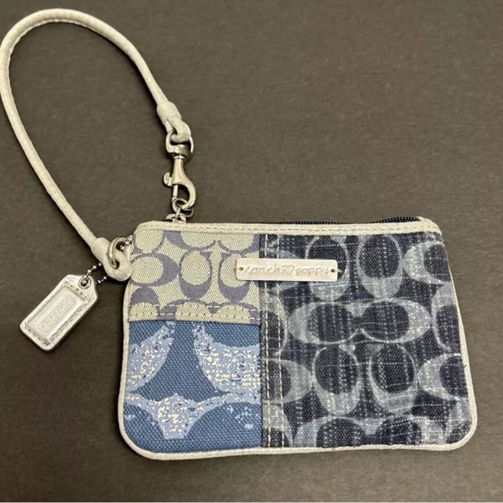Coach Blue and Gray Wristlet